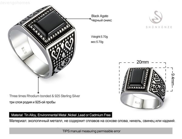 

black exquisite gift 925 sterling silver jewelry rings agate s--3808 sz# 7 8 9 10 explosion models engagement wedding re