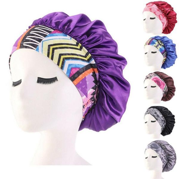 

women satin headscarf sleeping bonnet hair wrap cap hat headband headwear wide band elastic casual beanies solid color hat1