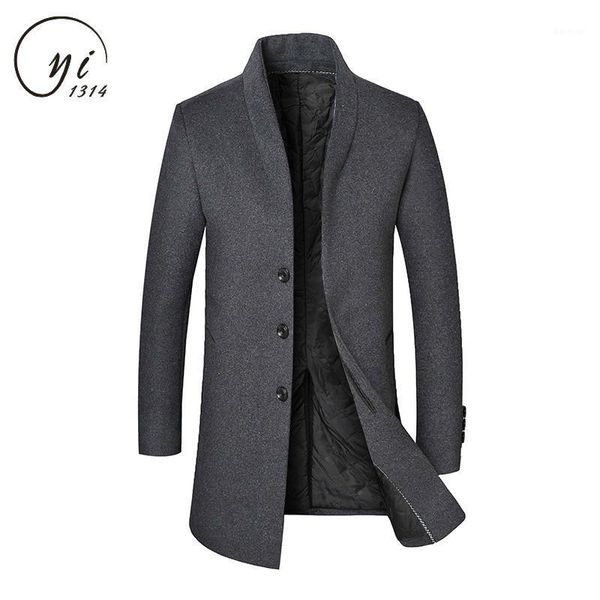 

2019 winter new casaco masculino mid long trench coat abrigo hombre manteau homme windbreaker business casual slim fit wool coat1, Black