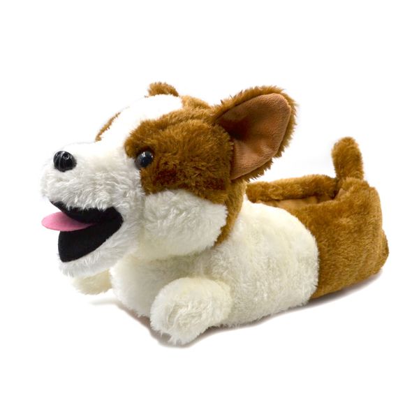 Millffy Classic Plush Corgi Chinelos de Pelúcia Cão Animais Chinelos Marrom e Branco Calçado Calçado X1020