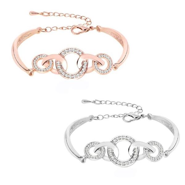 

charm bracelets beautiful shiny circle crystal roman numeral bracelet for woman stainless steel jewelry, Golden;silver