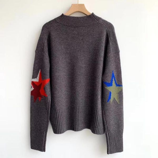 

women's sweaters 100% cashmere womens knit sweater o-neck long sleeve stars print lady knitted pullover female knitwear 2021 autumn win, White;black