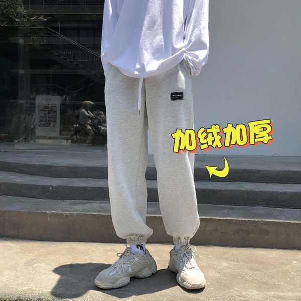 

autumn 2021 winter new thick and velvet slacks loose sports pants 1 69gn, Black