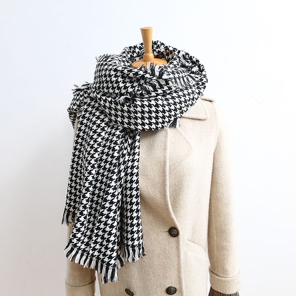 

2021 new houndstooth scarf woman female bandage plaid men's women's winter scarves cashmere holiday gifts rixl, Blue;gray