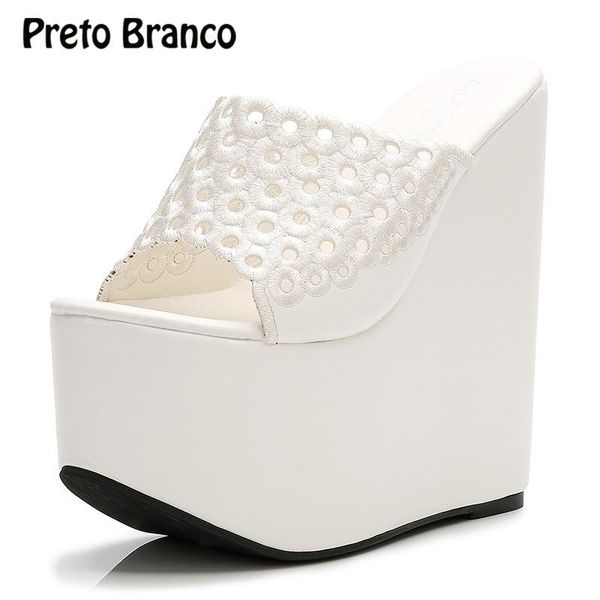 

preto branco super high heel slippers waterproof platform sandals slippers hole models breathable nightclub models, Black