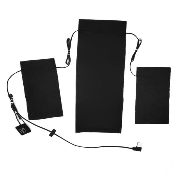 

electric usb charged clothes heating pad 5v carbon fiber heating pad outdoor warm themal heated sheet 3 pads for vest jacket, Gray;blue