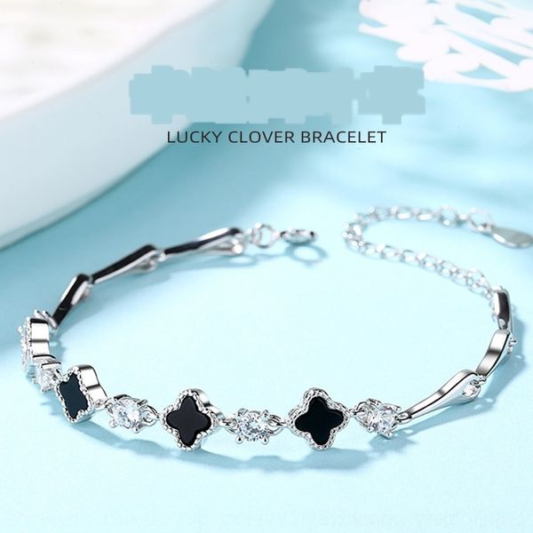 

7hiz7 s925 стерлингового серебра четыре версии травы с бриллиантом браслет giftdiamond giftbracelet для женщин свежий лист простенькой корей, Golden;silver