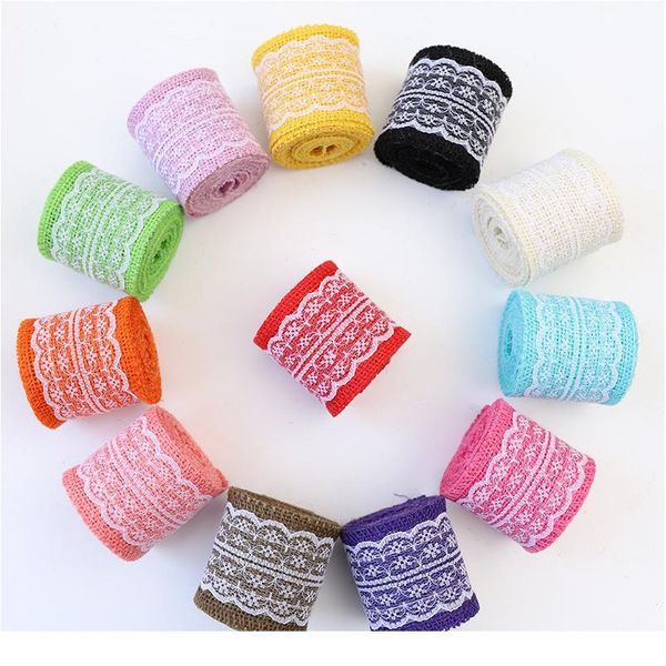 

new 2meters width 6cm lace linen ribbon african lace fabric various color linen roll clothing shoes and hat wedding de jlljvx, Pink;blue