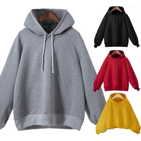 

2019 women solid color hooded loose casual coat women lantern sleeve sweater women's long sleeve loose thin hooded blouse1, Black