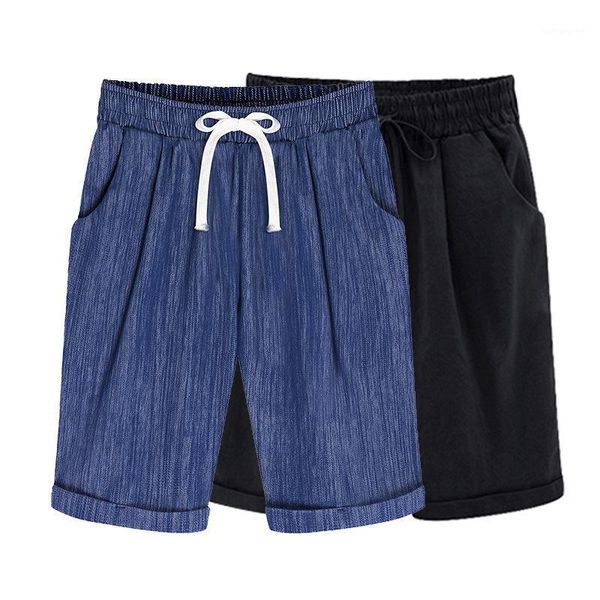 

ozhouzhan 2020 new style elasticity plus-sized pure cotton shorts loose-fit bf style fat mm casual shorts1, Blue