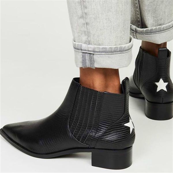 

women ankle boots mid heels autumn pumps pu leather pointed toe shoes plus size gladiator booties woman mujer zapatos mujerd1627, Black