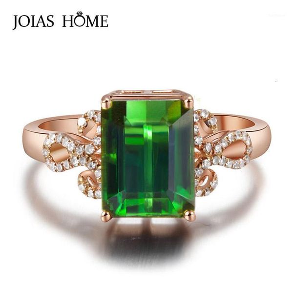 

joiashome silver 925 ring with big rectangle emerald gemstone women fine jewelry hollow carved rose gold color wholesale gift1, Golden;silver