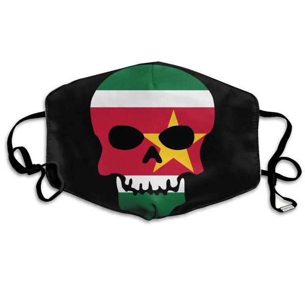 

skull skeleton suriname flags of countries washable reusable mask, cotton anti dust half face mouth mask for kids teens men women with adjus