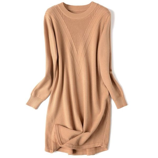

gigogou solid knit women pullovers and sweaters long sleeve female jumper autumn winter thick warm knitwear medium long sweaters 201017, White;black