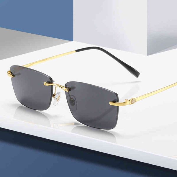 

62% off new square frameless sunglasses men's and women's fashion ocean flat mirror sunglasses, White;black