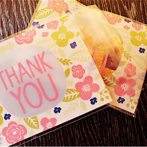 

50pcs 100pcs 10*13cm thank you thanks candy cookie bags wedding party thanksgiving day gift plastic biscuit packaging bag