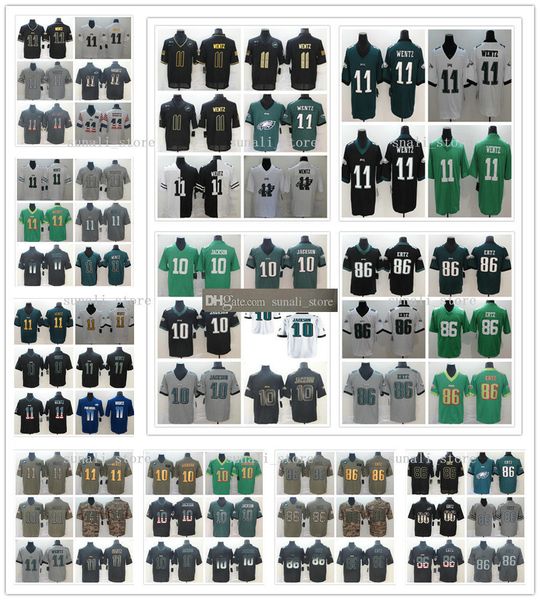

sewed new men women kids 10 desean jackson 11 carson wentz 86 zach ertz jerseys custom camo national flag goddess salute to service, Black;red