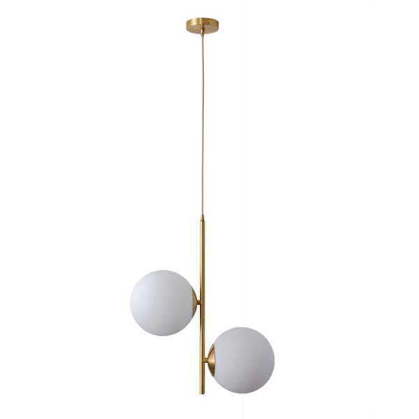 

white glass ball pendant lamp with 2 lamps golden fashion bedroom restaurant cafe iron art droplights modern creative lighting luminaires