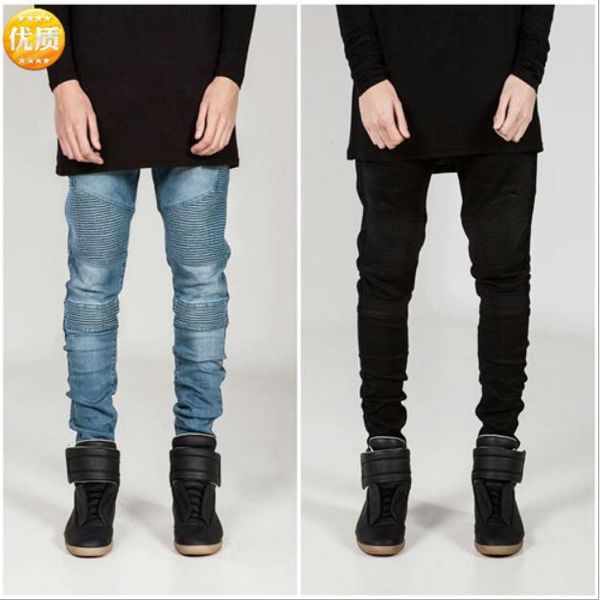 

men's distressed ripped skinny jeans fashion mens jeans slim motorcycle moto biker causal mens denim pants hip hop men jeans, Blue