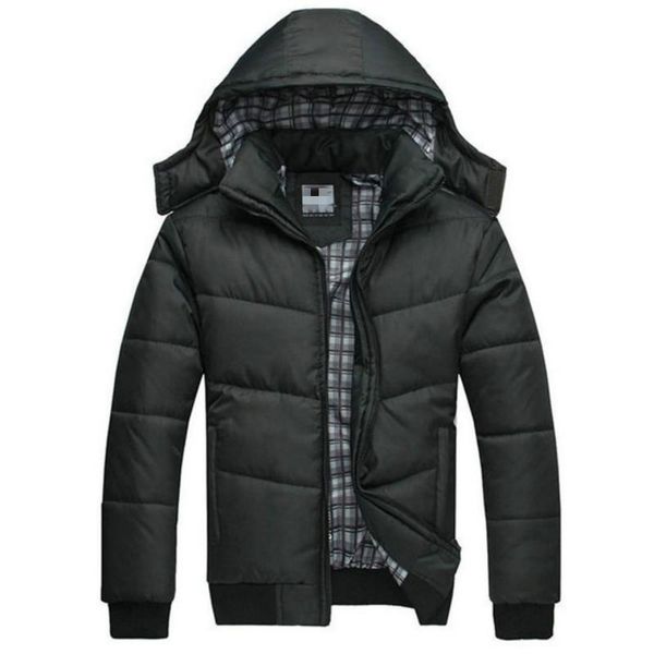 

men's down & parkas 2021 winter jacket thick keep warm thermal relaxation rib long sleeve coat parka men outdoors hoodie removable jack, Black