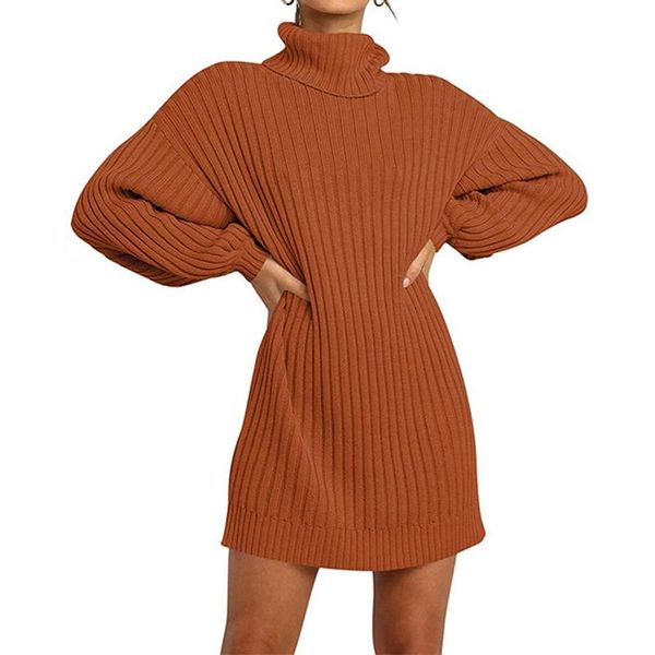 

mjartoria oversized knitted dress sweater autumn 2021 solid long sleeve casual elegant mini warm winter turtleneck dress women, White;black