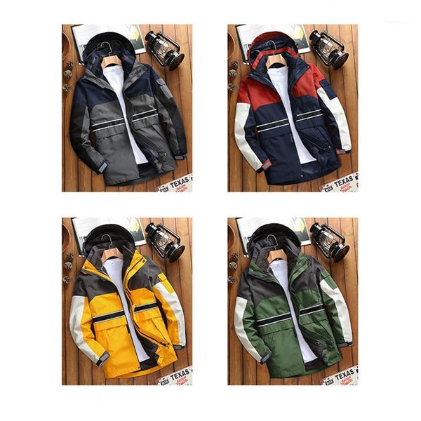 

three-in-one hooded outerwear designer spring zipper casual removable jackets man outdoor long sleeve jackets fashion trend with pocket, Black;brown