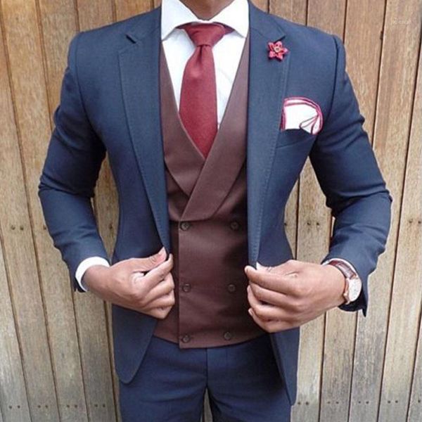

men's suits & blazers anniebritney navy 3 piece slim fit men fashion suit cutsom groom wedding tuxedo prom tailor made with pants1, White;black