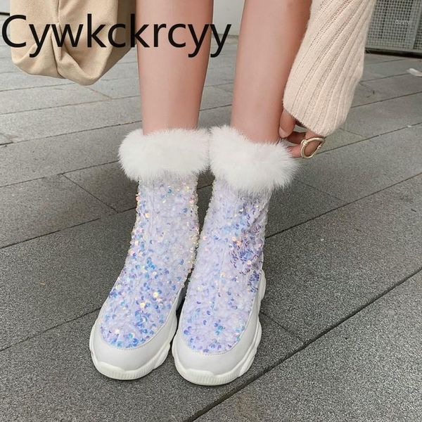 

winter the new hair fashion round head sequin snow boots student leisure sweet keep warm high heel women boots size 34-461, Black