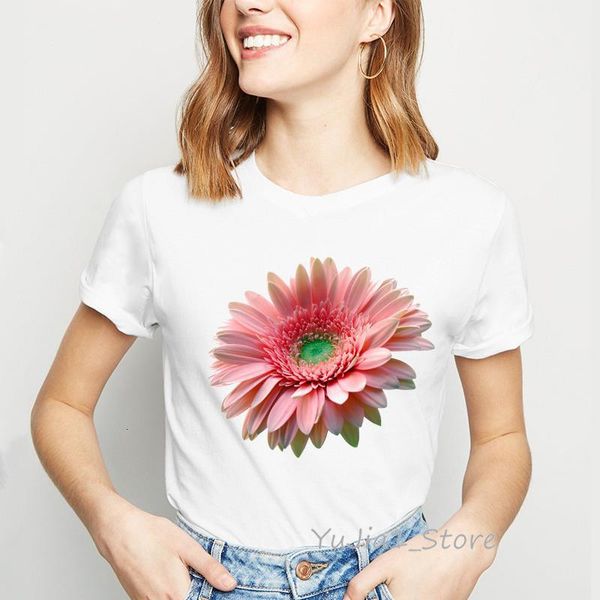 

розовое солнце цветок футболка женская одежда 2021 vogue white tshirt camiseta mujer harajuku рубашка tumblr tops tee рубашка femme футболка