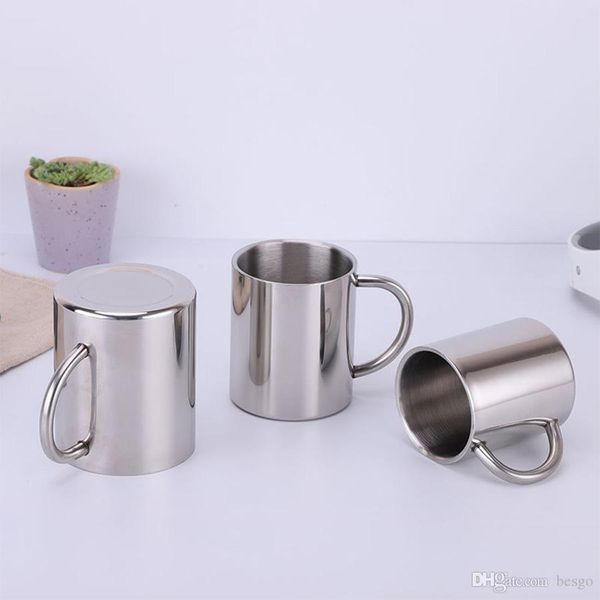 

300ml 400ml stainless steel double layer coffee mug cups portable camping cup with handgrip stainless steel mountaineering mugs dh1116-3 t03
