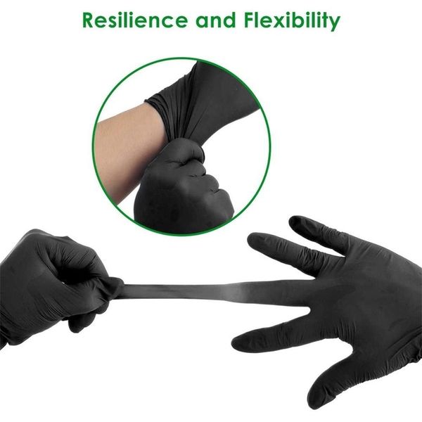 

nitrile latex black rubber disposable mechanic exam gloves powder-201019