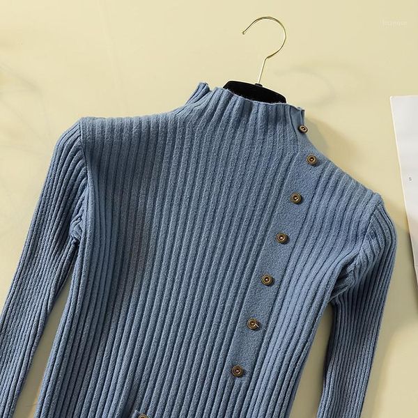

women pullover button solid autumn spring sweater soft knit jumper knitted slim female new fashion turtleneck1, White;black