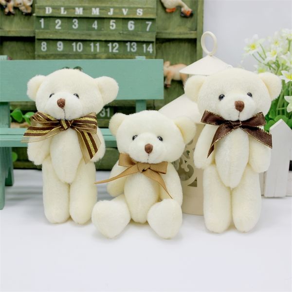 

горячие продажи 12 шт / много bow tie 13 см мини-медведь куклы плюшевые мягкие игрушки, девочки подарок на день рождения небольшой кулон, мя