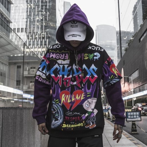 

autumn japanese street scrawl harajuku hoodies dhyana swag tyga hoodie poleron hombre 201020, Black