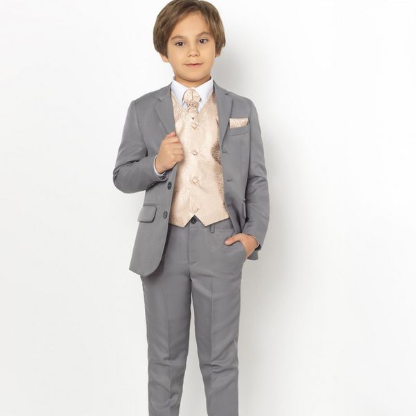

boys tuxedos dinner suits two piece little boy suit grey notched lapel formal suit tuxedo kids children formal wear (jackets+pants), Black