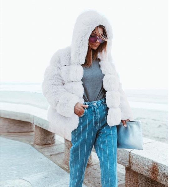 

women's fur & faux s-3xl mink coats women 2021 winter fashion pink coat elegant thick warm outerwear fake jacket chaquetas mujer, Black