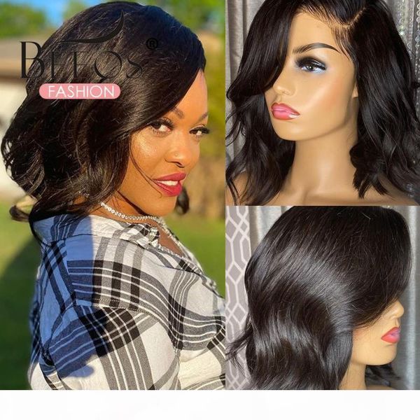 

water wave short wigs human hair bob wig lace front human hair wigs for black women 180 density brazilian remy 4x4 lace, Black;brown