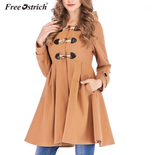 

ostrich fashion womens slim trench coats lady hooded winter woolen coat jackets outwear single breasted elegant coats n301, Black