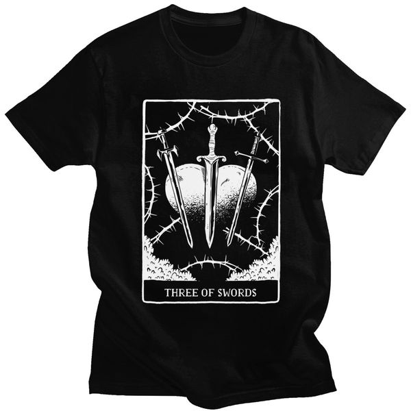 

sport tarot minor arcana three of swords tshirt men pure cotton t-shirt short sleeves death tarot card heart tee shirt clothing gift