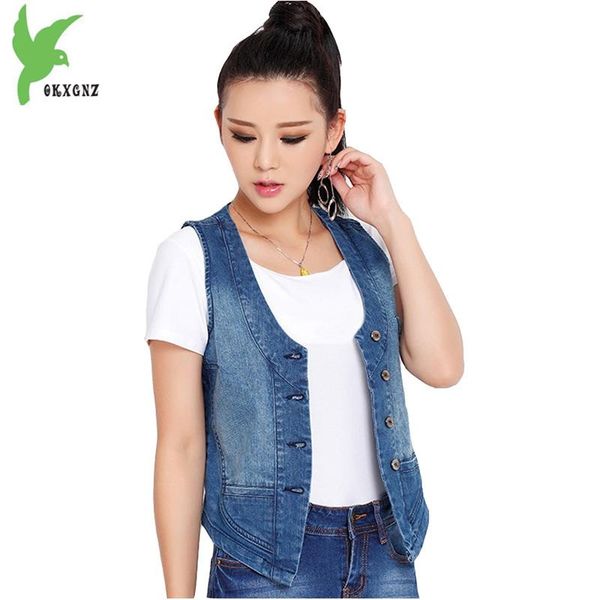 

women's vests plus size 5xl for women 2021 spring and summer denim waistcoat short jacket ladies vest outerwear cotton okxgnz 1755, Black;white