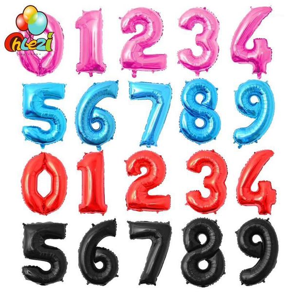 

32inch number foil balloons pink blue red black gold silver balloon wedding happy birthday party decoration supplies baby shower1
