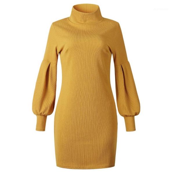 

women long sleeve solid dresses 2019 warm winter casual turteneck straight gray yellow dress fashion female mini knitted dress1, Black;gray
