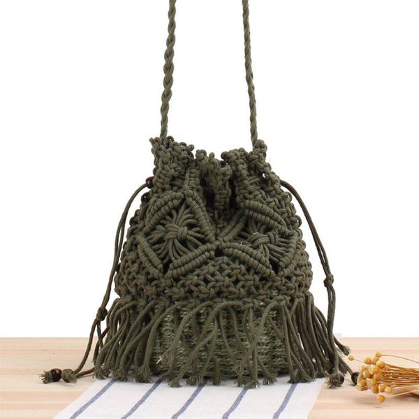 

женщины леди девочка малый солома плетение кулиская плечо crossbody сумка кисточка сумка сплетенная хозяйственная tote кошелек