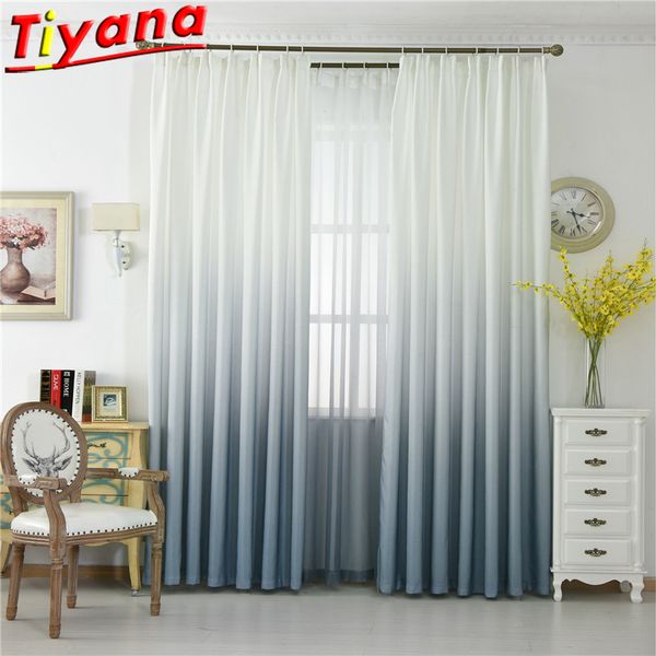 

gray gradient semi-blackout curtains for living room grey/white stitching tulle for kitchen balcony gradient window drapes#vt
