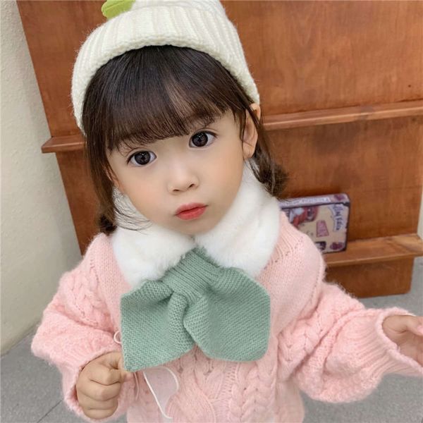 

korean children's scarf autumn and women's thickened warm soft decoration lace up collar baby's neck winter girl's fashi, Red;brown