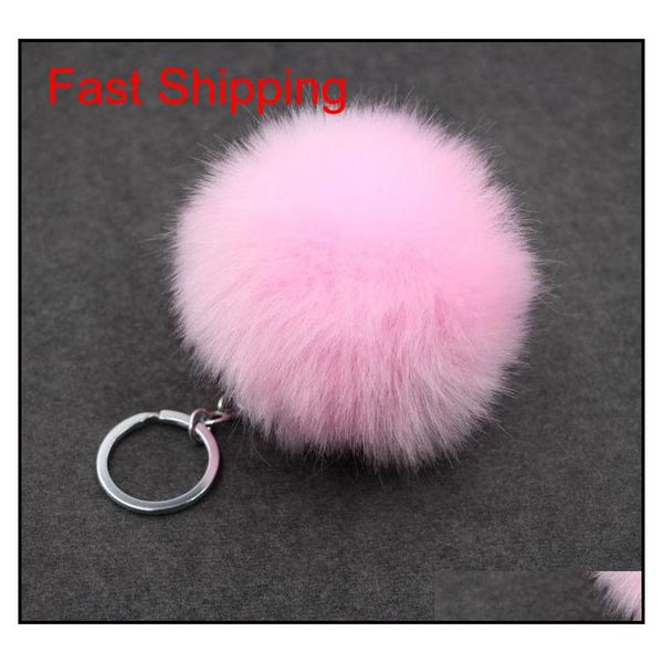 

price simulation fur ball key chain 8cm imitation rabbit hair bag key chain pendant women's car pendant h2 b5ubg, Silver