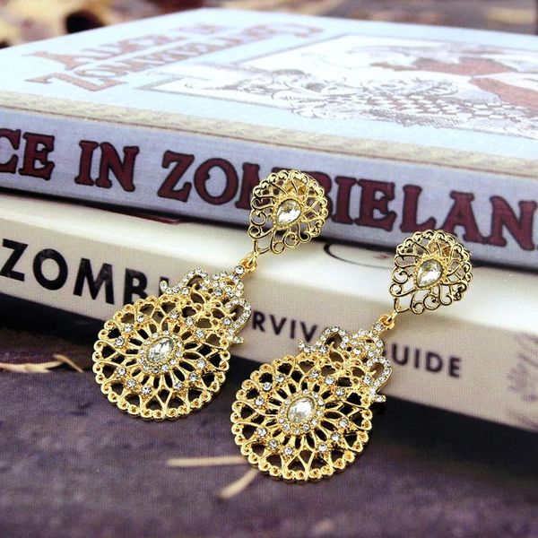 

dangle & chandelier sunspicems elegant gold color flower drop earring for women moroccan wedding jewelry bride gift, Silver