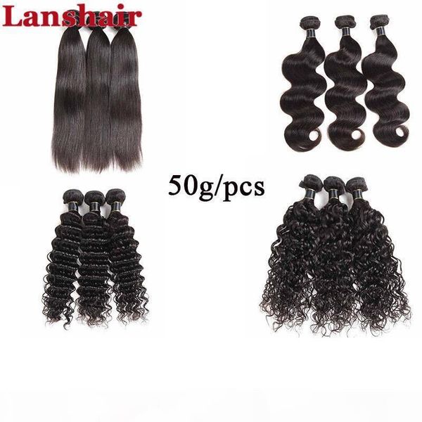 

9a mink brazilian virgin hair bundles body wave 3pcs lot brazilian human hair bundles loose deep wave straight hair weave bundles 50g pcs, Black