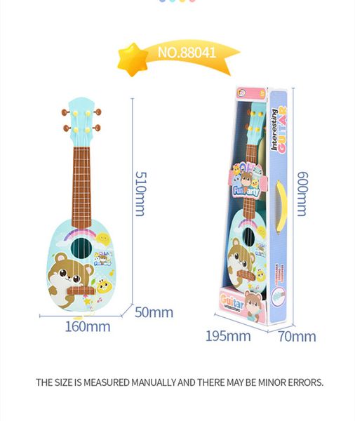 

baby mini cartoon animal pattern guitar toy realistic playable musical instruments 4-string guitars toy
