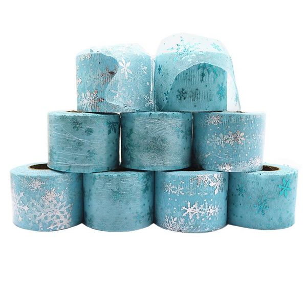 

6cm25yards серебряная снежинка блестящие тюль rolls rolls органза день рождения украшения свадебные декор партия поставки детская душа tutu